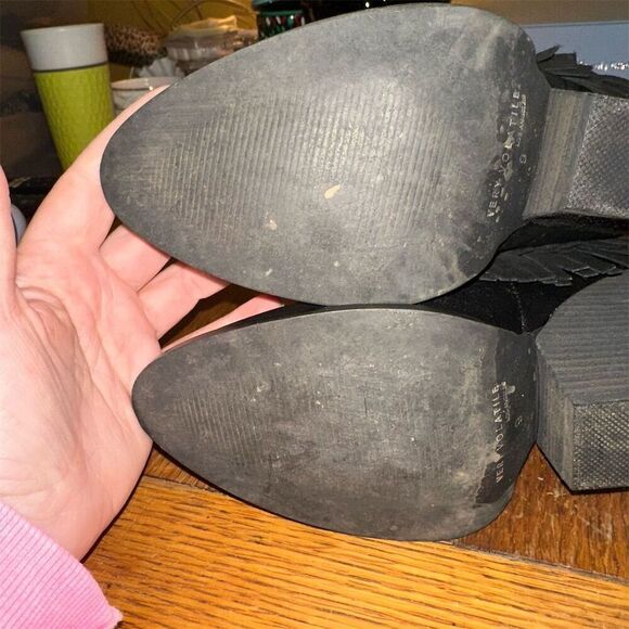 Very Volatile Khloe Fringe Ankle Boots Women's Size 9 Black Block Heel - Picture 9 of 10